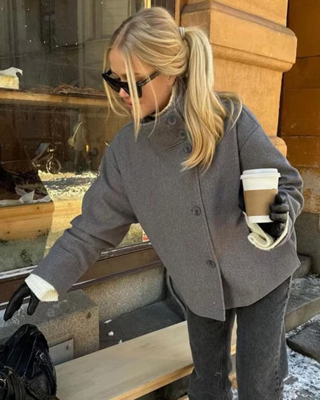 Chaqueta elegante con cuello alto | Angela